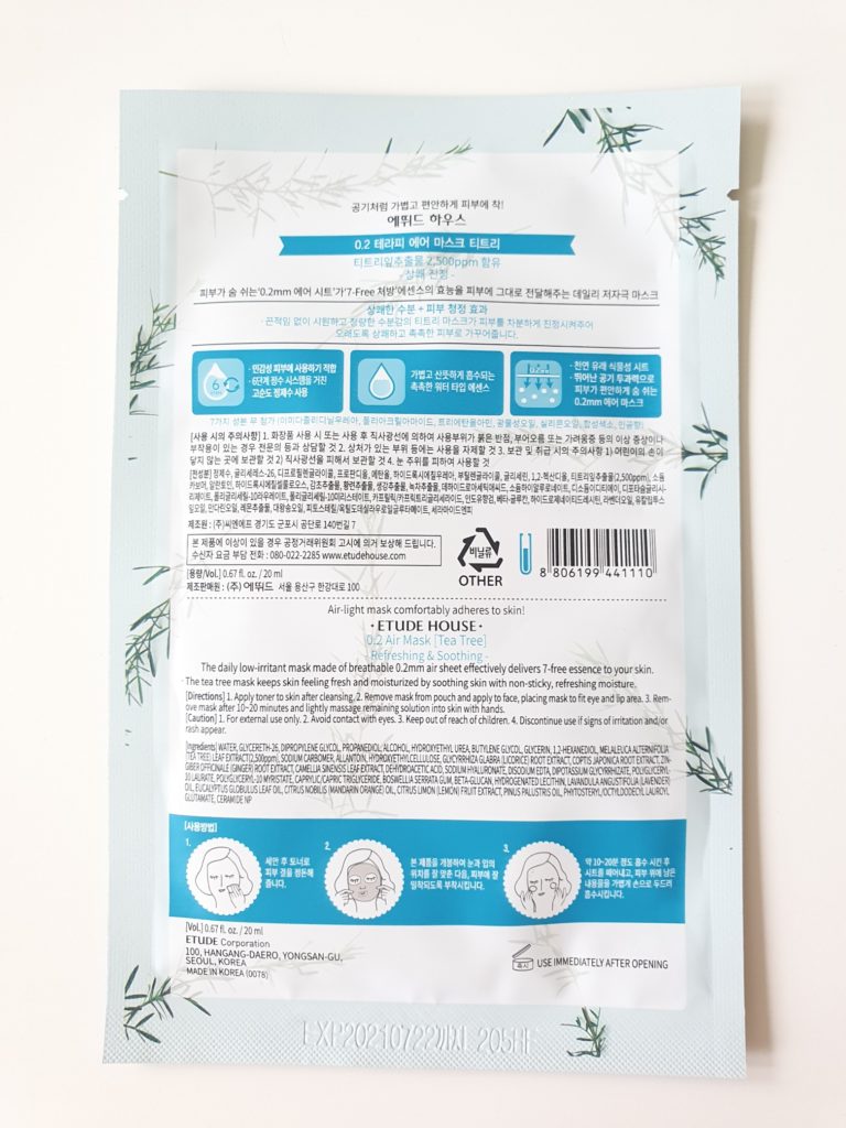 ETUDE HOUSE 0.2 Therapy Air Mask Tea Tree