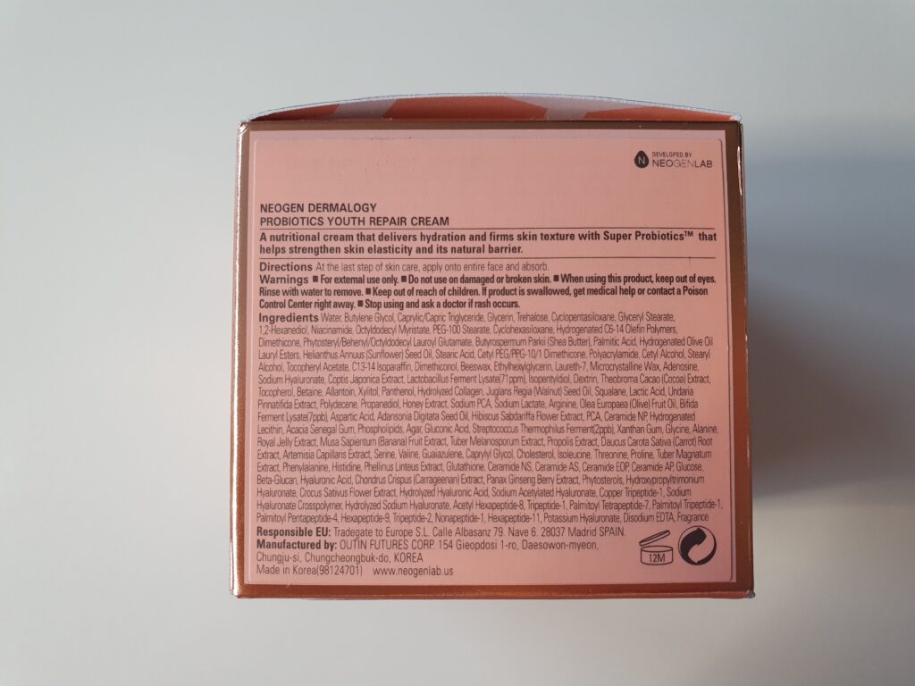 Verpackung der NEOGEN DERMALOGY Probiotics Youth Repair Cream.